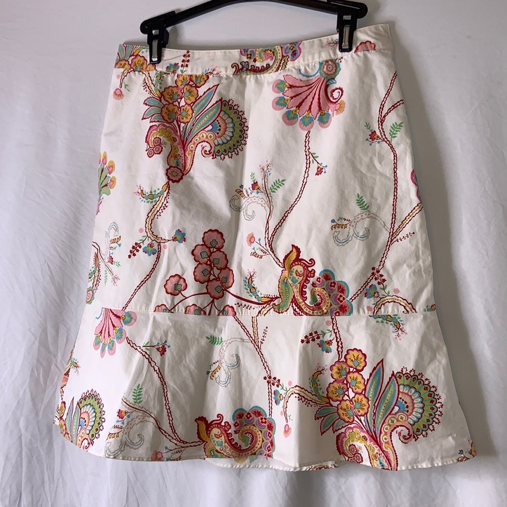 Tommy Hilfiger lined off-white cotton printed skirt